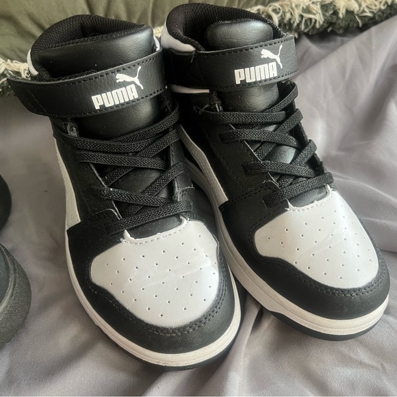 Kid Boys Oreo Puma High Top Sneakers & Black Starter Hook and Loop Shoes 1C - Picture 2 of 7